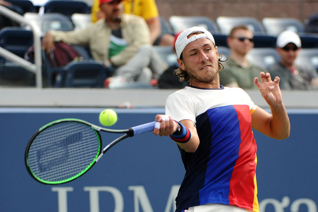 September 3, 2017 - Lucas Pouille in action against Diego Schwartzman at the 2017 US Open.